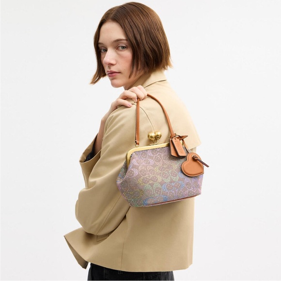 Coach Kisslock Frame Bag 16 In Candy Crystal Signature Jacquard - Picture 3 of 3